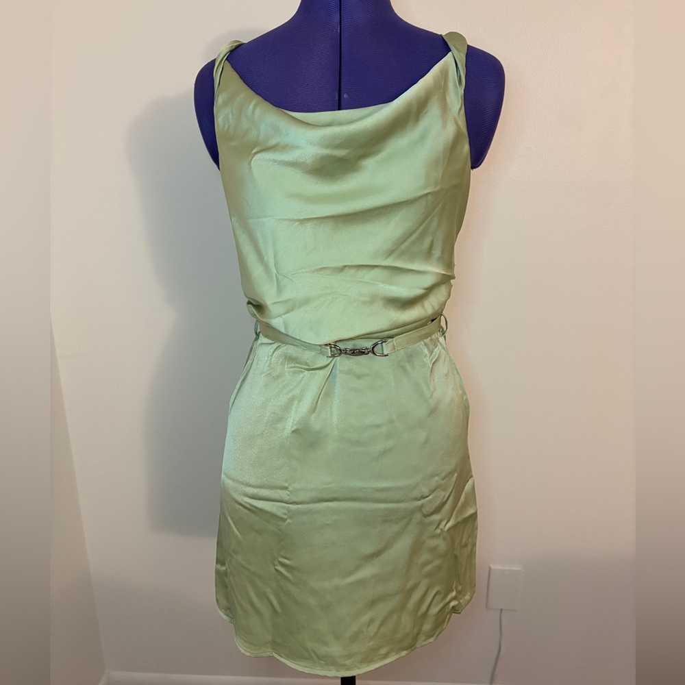 New Without Tags Green Satin Mini Dress
